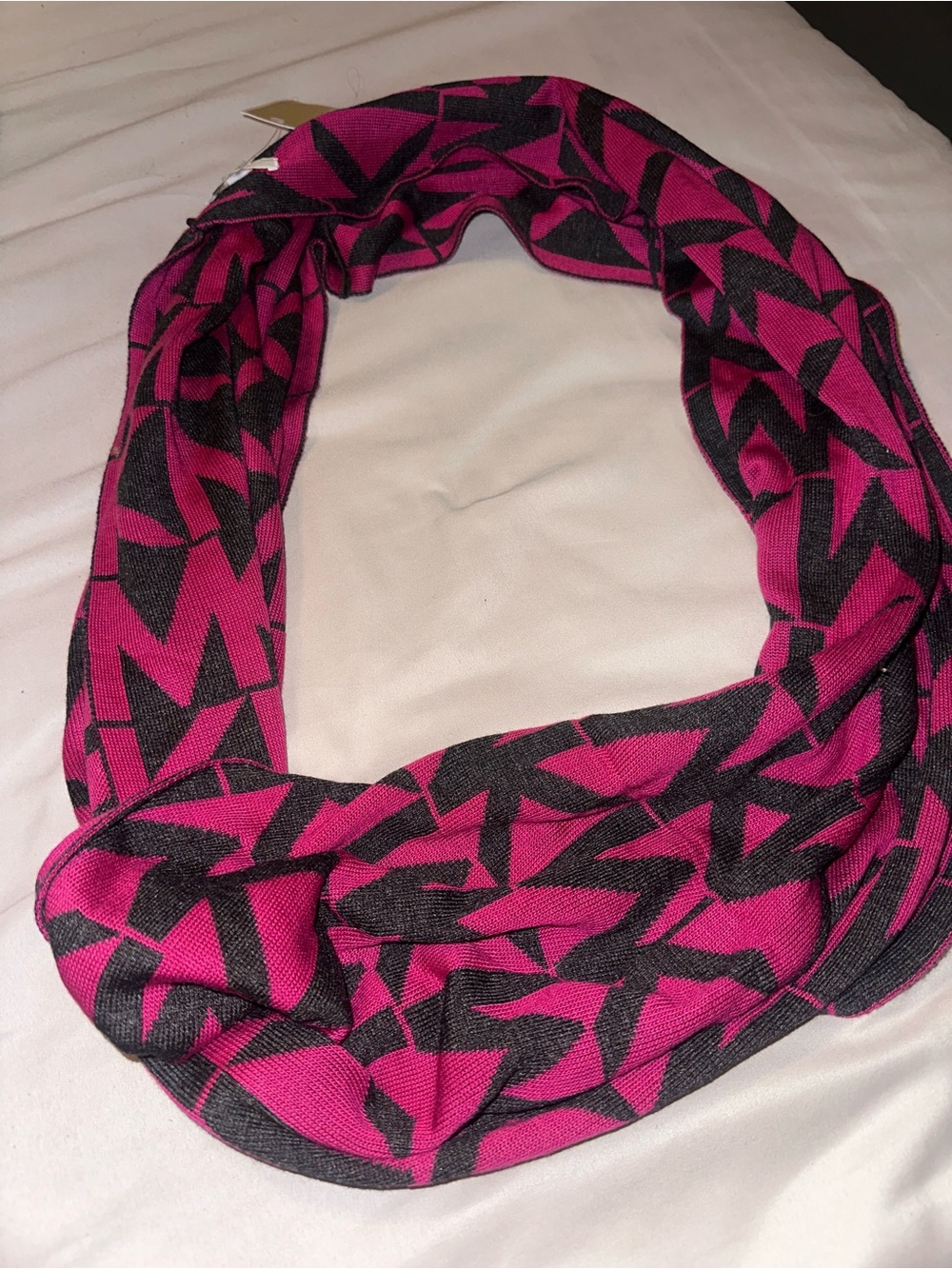 Women's Michael Kors Pink & Grey Patterned Infinity Scarf